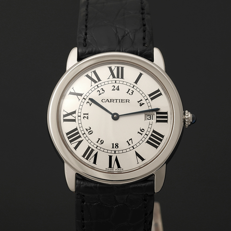 까르띠에 롱드 솔로 스틸  가죽줄  36mm 시계