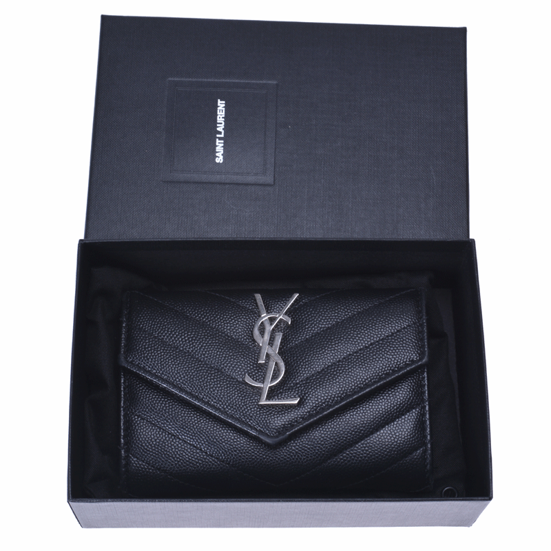 YSL 블랙 가죽 중지갑