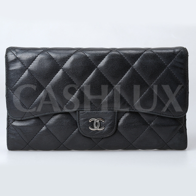 사넬 램스킨 블랙 3단 장지갑