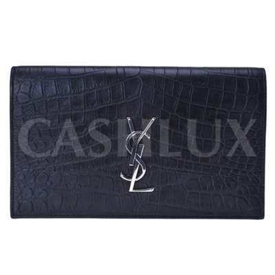 YSL 블랙 가죽 클래식 클러치(은장)