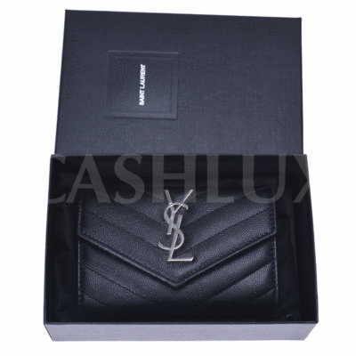 YSL 블랙 가죽 중지갑